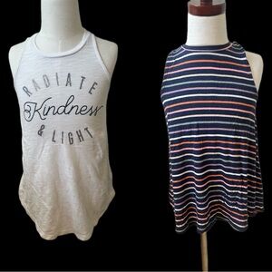 Old Navy White and Navy Kids Tank Tops